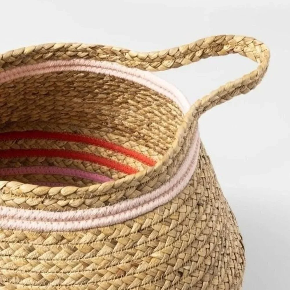 Pillowfort Large Water Hyacinth & Coiled‎ Rope Stripe Bin Collapsible - Target